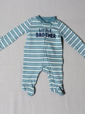 Carter’s Newborn Little Brother Footie Pajamas – Blue Stripe Sleeper